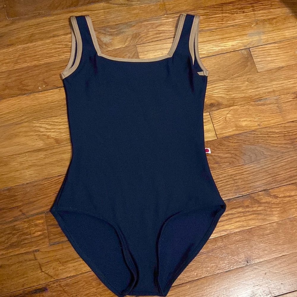 Yumiko Leotard Blue w/ Tan Trim